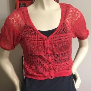 Free People cropped, short- sleeve cardigan